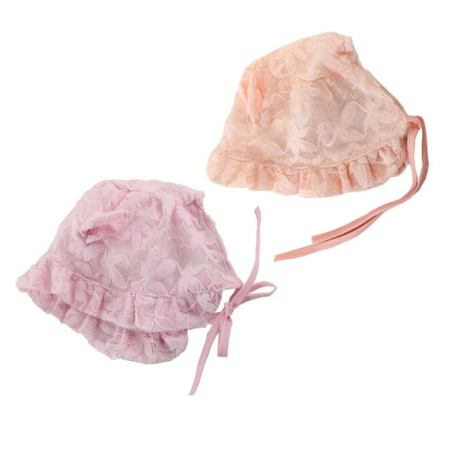 2 gorros de encaje para bebé, gorros de protección solar para niña (rosa, naranja)