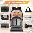 thumbnail image 3 of Yspwyqan Girls Backpack Set for School, Pink Heart Ice Cream Capybara Kids Backpack Matching Lunch Box Set 4Pcs, 17 Inch Large Capacity Adjustable Straps Daypack for Travel, 3 of 7