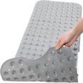 thumbnail image 2 of AUQ Bathtub Mats for Shower Tub,Extra Long Non-Slip 39 X 16 Inch Bath Mat with Drain Holes and Suction Cups,Bathmat for Bathroom with Machine Washable (Opaque Gray), 2 of 7