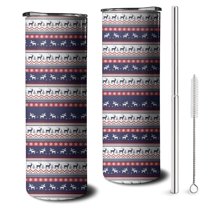 20oz Dark Blue Christmas Reindeer and Donkey Pattern Skinny Tumblers Stainless Steel Tumbler with Lid and Straw,Vacuum Insulated Double Wall Travel Tumbler Cups with Cleaning Brush for Coffee,Tea