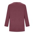 thumbnail image 6 of Otntypg 3/4 Length Sleeve Womens Tops Cute Summer Round Neck Casual Plain Tunic T-Shirts Pleated Shirts Loose Fit Dressy Elegant Blouses Wine S, 6 of 9