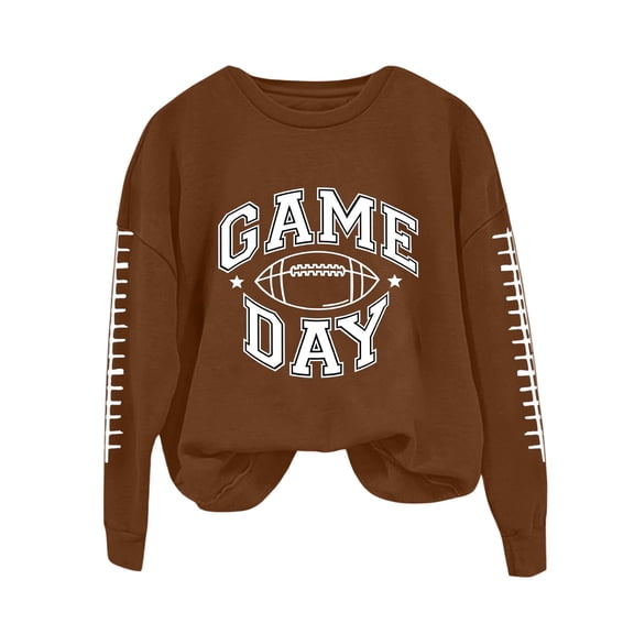 QQNHM Plus Size Game Day Sweatshirts For Women Crewneck Long Sleeve Fleece Pullover Casual Fall Warm Shirts
