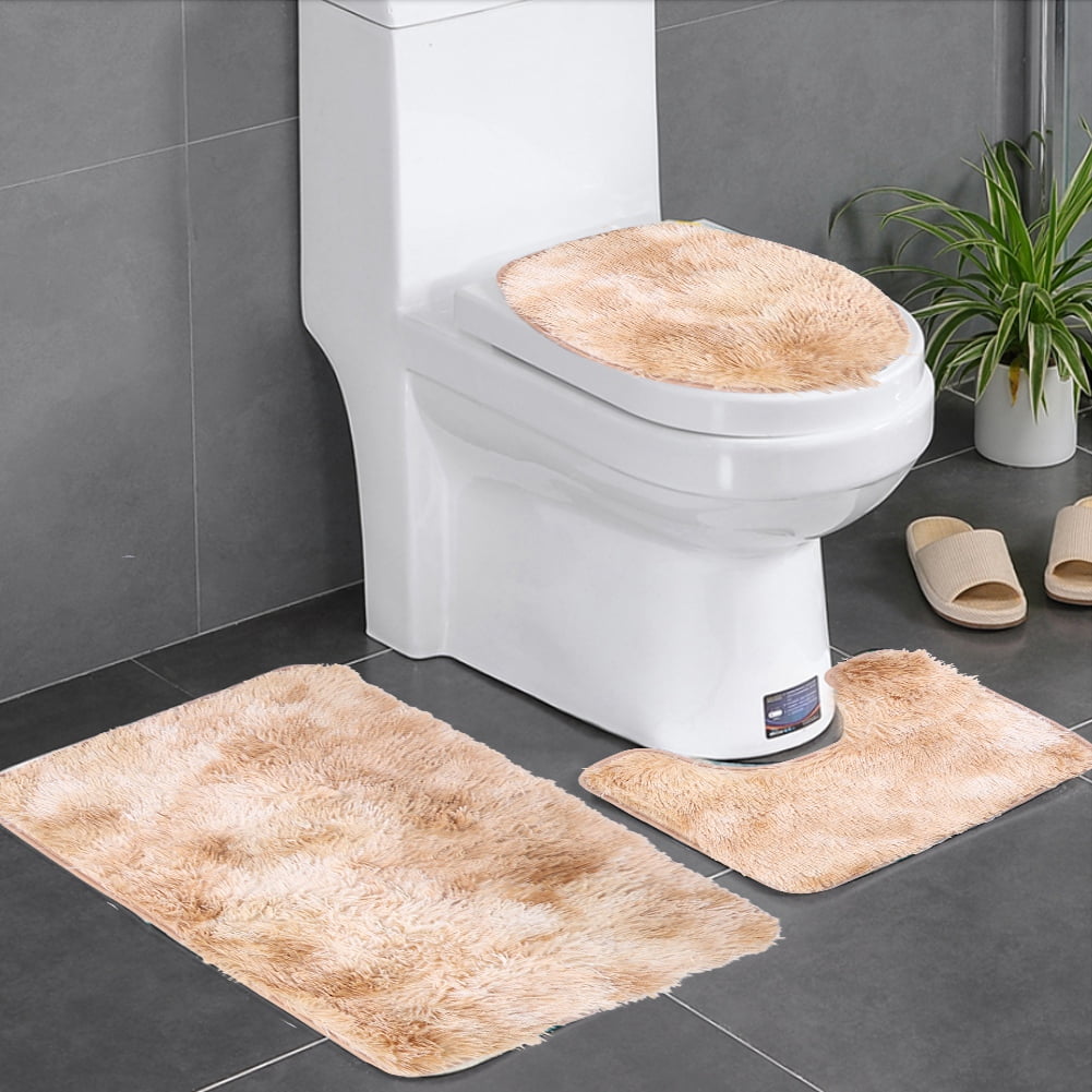 White Toilet Lid Cover Round Bowl Fun Soft Top No Slip Washable Plush Nylon Bath 