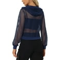 thumbnail image 3 of Chaqueta con puños acanalados INSPIRE CHIC para mujeres, sudadera, chaqueta bomber de malla, XL, azul marino, 3 of 6