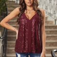 thumbnail image 4 of Tank Tops for Women Loose Fashion Women Sequin Casual Sleeveless V Neck Strap Women's Tanks, 4 of 6