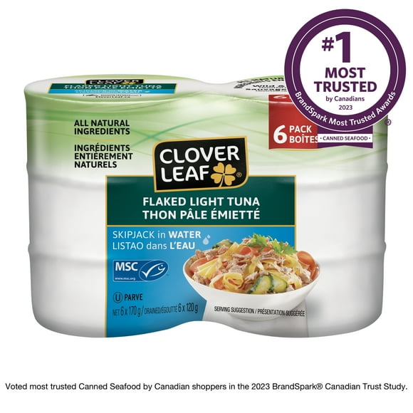 Clover LEAF® Flaked Light Tuna Skipjack in Water (6 pack), 6 x 170 g