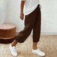 thumbnail image 4 of Women's Drawstring Capris Pants Elastic Waist Cotton Linen Casual Cropped Trousers with Pockets Summer Travel Wear Brown M, 4 of 9