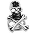 thumbnail image 1 of High Polished No Plating Stainless Steel Ring with Top Grade Crystal, Jet - Size 6, 1 of 1