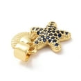 thumbnail image 3 of 5 pc Brass Micro Pave Cubic Zirconia Charms Starfish with Shell Shape Charm Real 18K golden Plated Medium Blue 13.5x13x2.5mm Hole: 3x4mm, 3 of 3