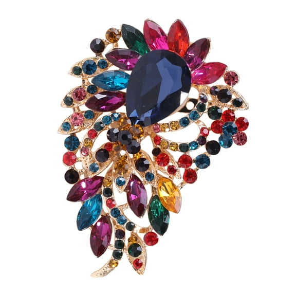 Kripyery Elegant Colorful Rhinestone Glass Brooch Vibrant Color Irregular Shape Pin Shawl Scarf Suit Collar Badge Outfit Accessories