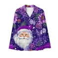 thumbnail image 5 of Christmas Pajamas Sets for Women Long Sleeve Holiday Graphic V Neck Button Down Length Pants Two Piece PJS Multicolor S, 5 of 7