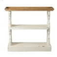 thumbnail image 2 of 35 Inch 3 Tier Console Table, Fir Wood, Carved Panels, Brown and White- Saltoro Sherpi, 2 of 5
