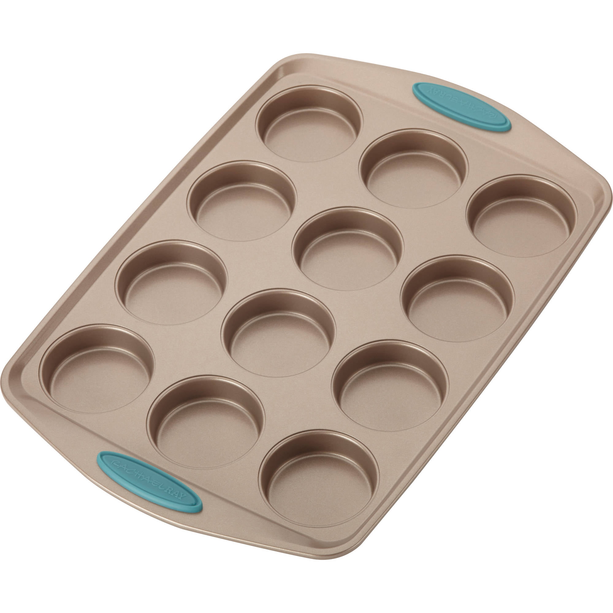  Rachael Ray Cucina Bakeware Set Includes Nonstick Bread Baking  Cookie Sheet and Cake Pans, 5 Piece, Latte Brown with Agave Blue Grips :  Everything Else