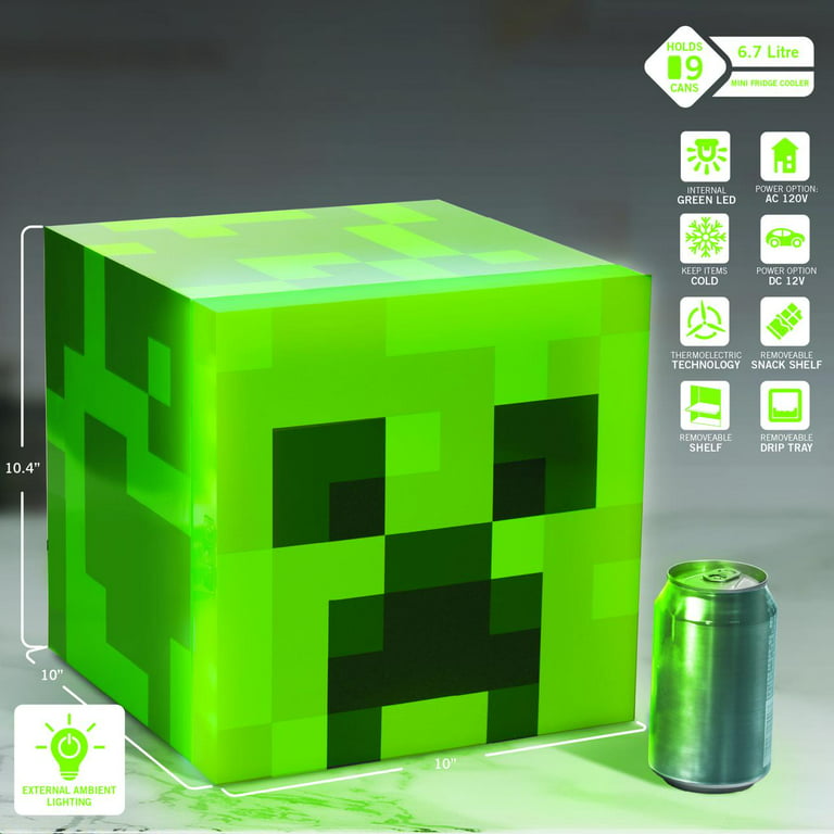 6.7-Liter 9-Can Minecraft Mini Fridge: Green Creeper or Red TNT