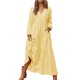 thumbnail image 1 of Vestido Bohemio de Algodón para Mujer, con Escote en V, Larga, Holgado, para Playa, con Bolsillos y Botones Amarillo L, 1 of 9