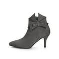 thumbnail image 6 of BLISSFUL STEP Women's Flower Point Toe Size Zipper Stiletto Heel Ankle Boots Gray 9, 6 of 8