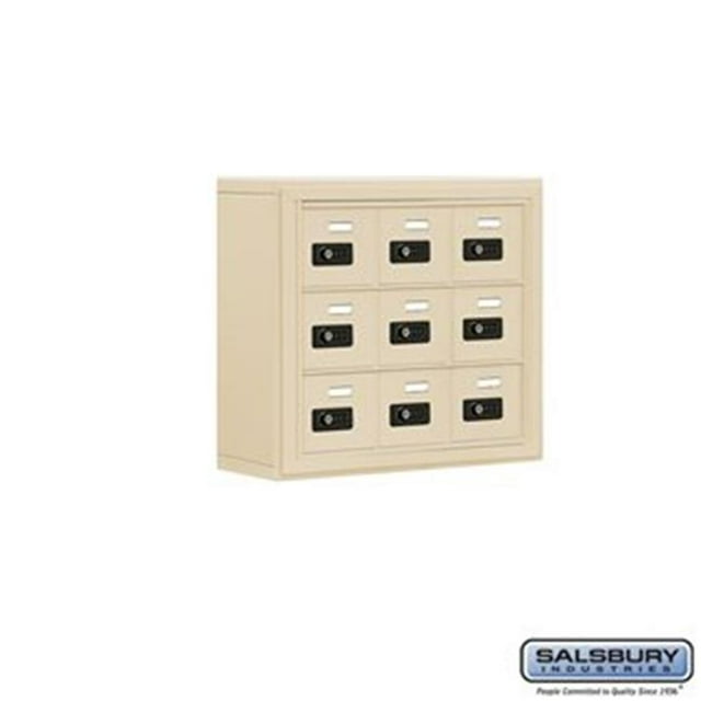 Salsbury 19035-09SSC 5 in. Cell Phone Storage Locker - 3 Door High Unit - 9 A Doors - Sandstone - Surface Mounted - Resettable Combination Locks
