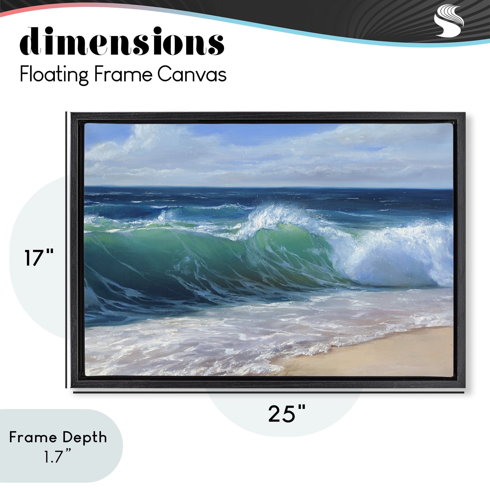 Stupell Industries Content Beach Waves Shore Black Framed Floater Canvas Wall Art, design by Dimitri Sirenko