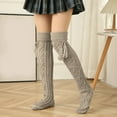 thumbnail image 3 of Prolriy Thigh High Socks for Women Autumn and Winter Solid Color Breathable Knitted Fringe Over The Knee Stockings Womens Socks E, 3 of 5
