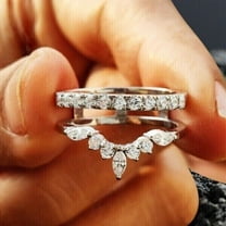 White Moissanite 2 Ct Round Cut Wrap Enhancer Ring 14k White Gold Plated