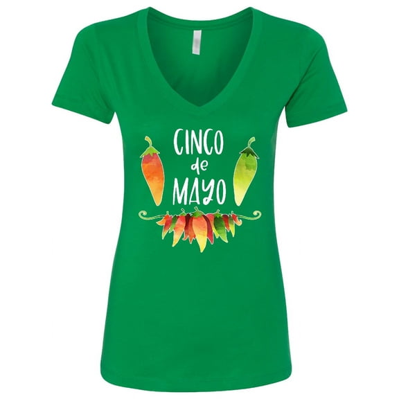 Inktastic Cinco De Mayo Peppers Women's V-Neck T-Shirt