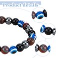 thumbnail image 3 of 1Box 4Pcs 4 Colors Evil Eye Dyed Natural Tiger Eye & Black Agate Round Beaded Stretch Bracelets Set Mixed Color Inner Diameter: 2 inch(5.1cm) 1Pc/color, 3 of 8