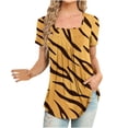 thumbnail image 2 of ICHUANYI Clearance Women Fashion Printed Casual V-Neck Short Sleeve Loose T-Shirt Blouse Tops(Yellow, XL) ICHUANYI WER2023081116850, 2 of 5