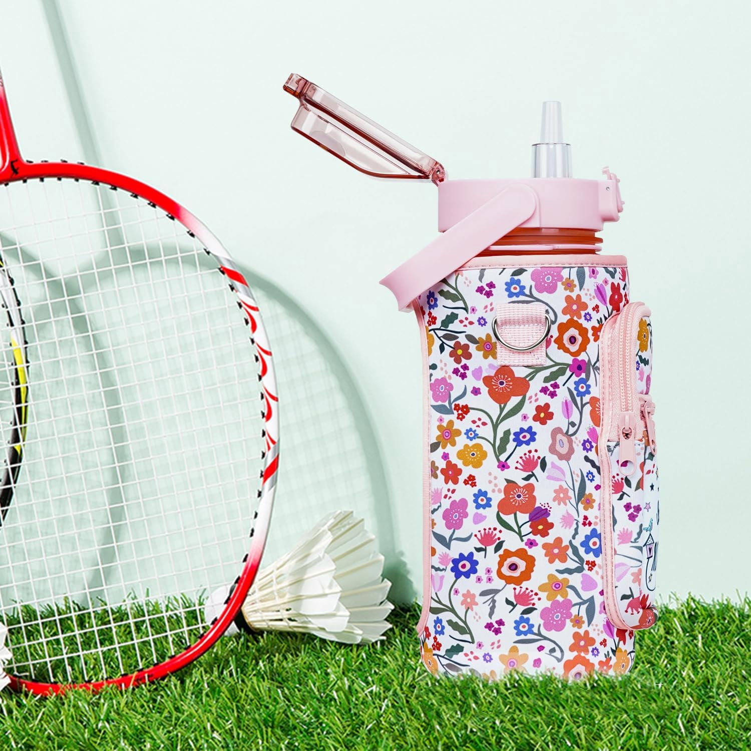 Best Friend Gift Women - Half Gallon Water Bottle with Sleeve - I Wish You Lived Next Door - Best Friend - BPA Free 64 OZ Water Bottle - with Time Marker Leakproof Water Jug