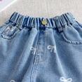 thumbnail image 5 of Pounoo New Denim Shorts Girls Loose Bowknot Print Summer Little&Big Shorts Jeans with Pocket Quick Drying Elastic Waist Girls Shorts Jeans, 5 of 10