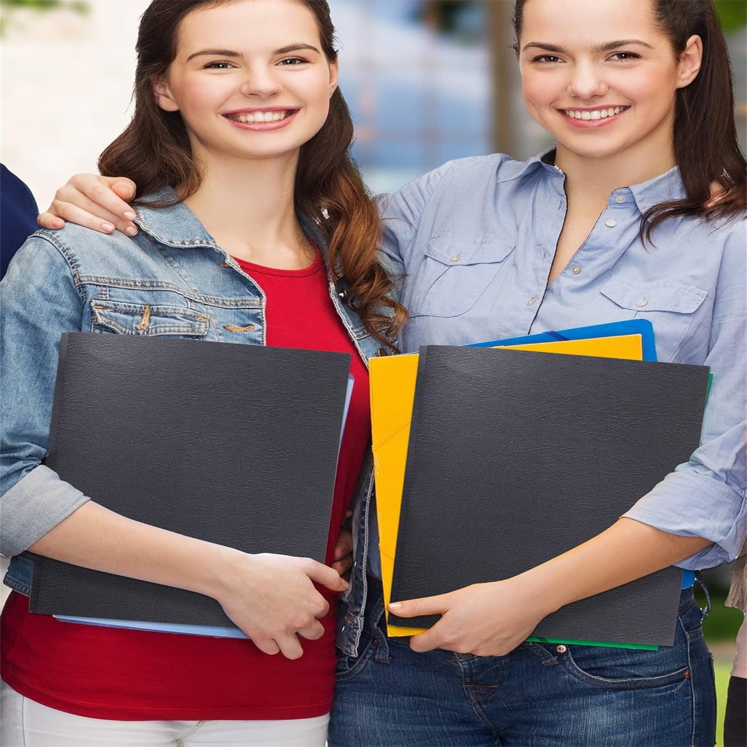 2 Pocket Folders with Prongs (100 Pack, Black), Paper Folders with 2 Pockets and 3 Prongs Fit Letter Size Paper, Folders with Prongs for School Office Home Business