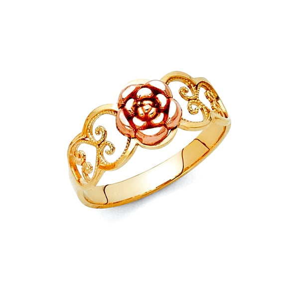 14k Yellow Gold Flower Ring Size 7 Ring for Women - 2.0 Grams