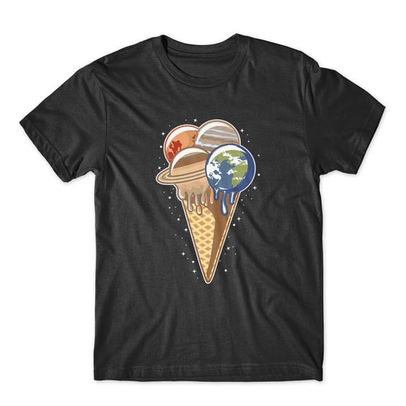 Mighty Circus Planet Ice Cream in Space T-Shirt 100% Cotton Premium Tee NEW - Black, Small