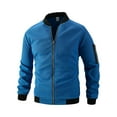 thumbnail image 4 of safuny Men's Lightweight Jacket Fall Windbreaker Casual Crewneck Zip Up Coats with Pockets Blue S, 4 of 9