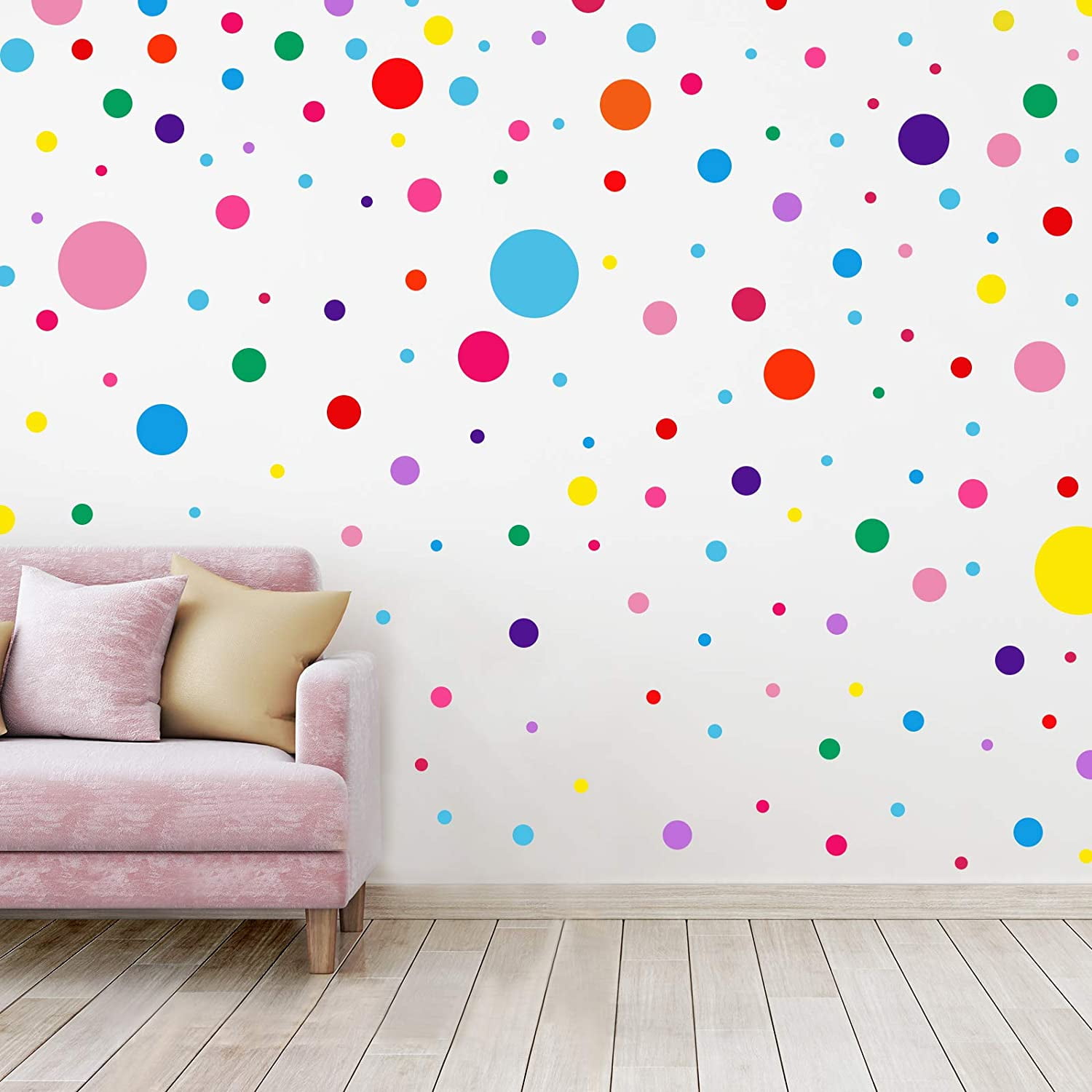 Removable Assorted Size Dots Decals Colorful Polka Dots Wall Sticker Multi Color Circles Dots Wall Décor Watercolor DIY Round Dot Art Mural for Baby Nursery Kids Boy Girl Bedroom Playroom 