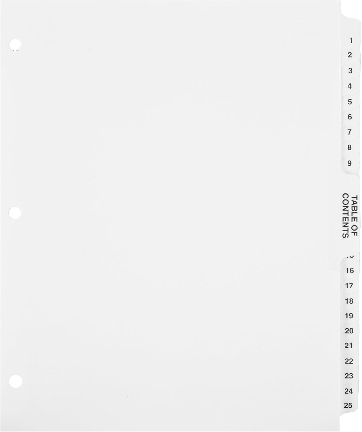 Exhibitindexes® Numbered Dividers 1-100 Punched - Side Collated Exhibit Tabs