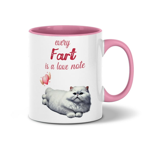 Every Fart is Love Note Persian Guilty Face Happy Valentine's 11oz Accent Two-tone Mug Cat Lover Kitten Owner Gifts Coffee Tea Cup - 01016