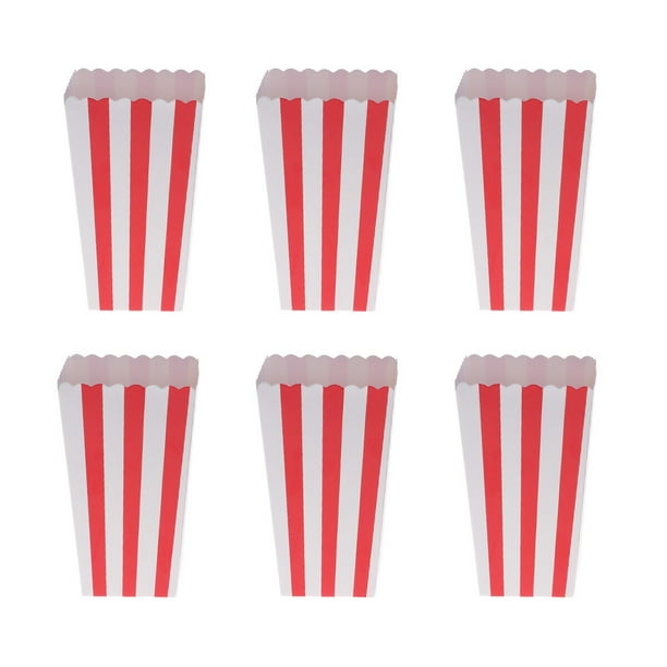 EeaseMX 24 cajas para palomitas de maíz, cajas de cartón, bolsas de papel, cajas a rayas para cine, mesas de postres y recuerdos de boda (rojo)