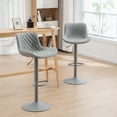 thumbnail image 4 of Kidol & Shellder Bar Stools Set of 2 Swivel Adjustable Leather Chair with Back, Gray, 4 of 11