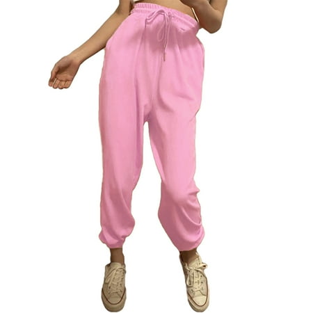 Listenwind Women's High Waisted Sweatpants Solid Joggers Pants Drawstring Yoga Workout Lounge Pants with Pockets