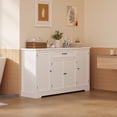 thumbnail image 5 of Coffee Bar Cabinet, 56" Sideboard Buffet Cabinet with Drawer, 4 Doors & Open Side Shelves, White Storage Cabinet for Kitchen, Dining Room, Living Room, Coffee Station, 5 of 11