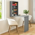 thumbnail image 4 of Gymax Wall Mounted Computer Convertible Desk Floating Desk w/ Storage Bookcases Grey, 4 of 10