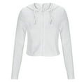 thumbnail image 4 of BLCHUNen Sweatshirts for Women Cropped Ribbed Knitted Full Zip up Hooded Drawstring Casual Lightweight Fall Long Sleeve Shirts, 4 of 8