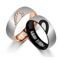 thumbnail image 3 of Couple's Matching Heart Ring, His or Her Matching Wedding Band in Stainless Steel, for Men or Women, Comfort Fit（1 Pair,A male ring and a female ring）, 3 of 7