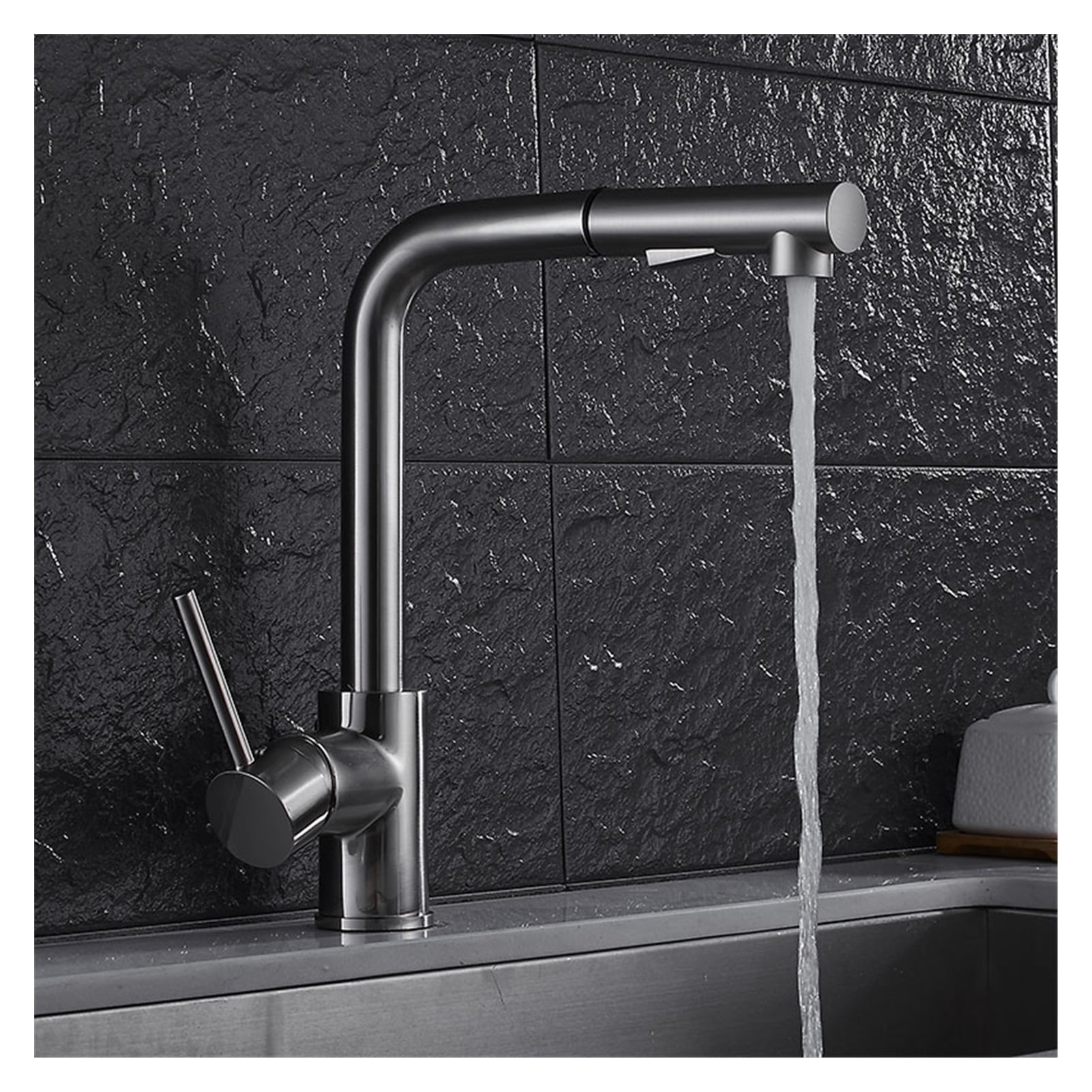 Swiveling Kitchen Faucet Brass Brushed Nickel High Arch Kitchen Sink Faucet Pull Out Rotation Spray Mixer Tap ,360° Swivel Spout