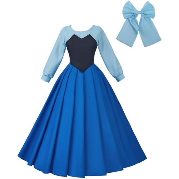 Princess Dress Up Blue Ball Gown with Hairbow for Adult Women