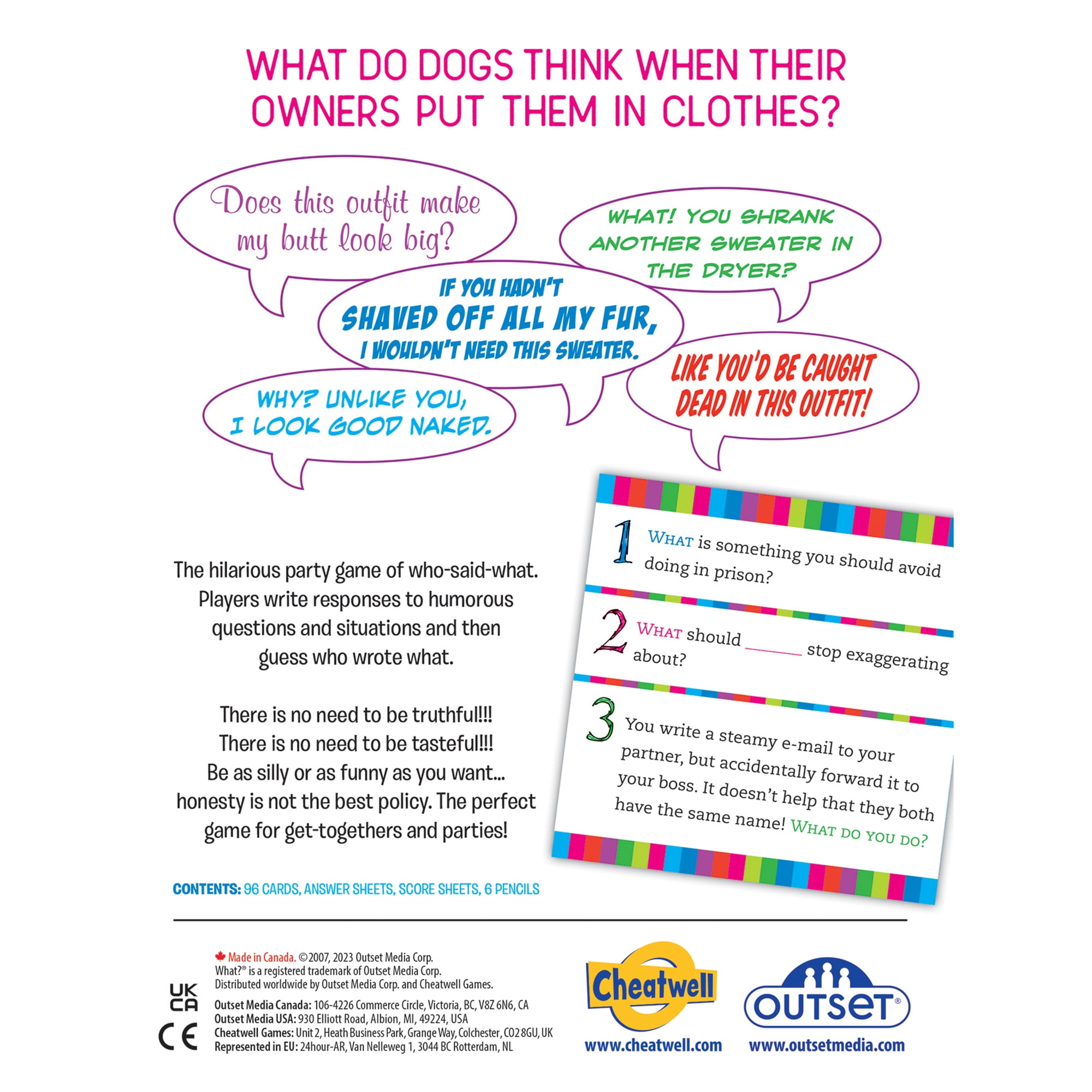 Ouset Media: What? - Party Game, Answer Silly Questions & Guess Who Said What, Play Clean or Dirty, Funny Game Night For Groups Ages 14+, 5+ Players