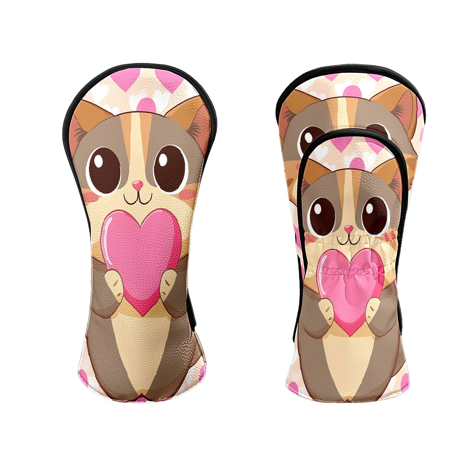 Golf Club Head Covers CatHoldingHeart Premium Plush Velvet Lining, Waterproof Golf Headcovers Driver & Fairway Woods for Scratch Protection Novelty Gift for Men & Women