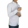 thumbnail image 3 of Men's Long Sleeve Dress Shirt Solid Slim Fit Casual Business Formal Button Up Shirts(White), 3 of 6