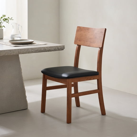 2-Pack Modern Black Dining Chairs with Solid Rubberwood Legs & Premium Faux Leather Upholstery – Ergonomic Design, 330 lb Capacity