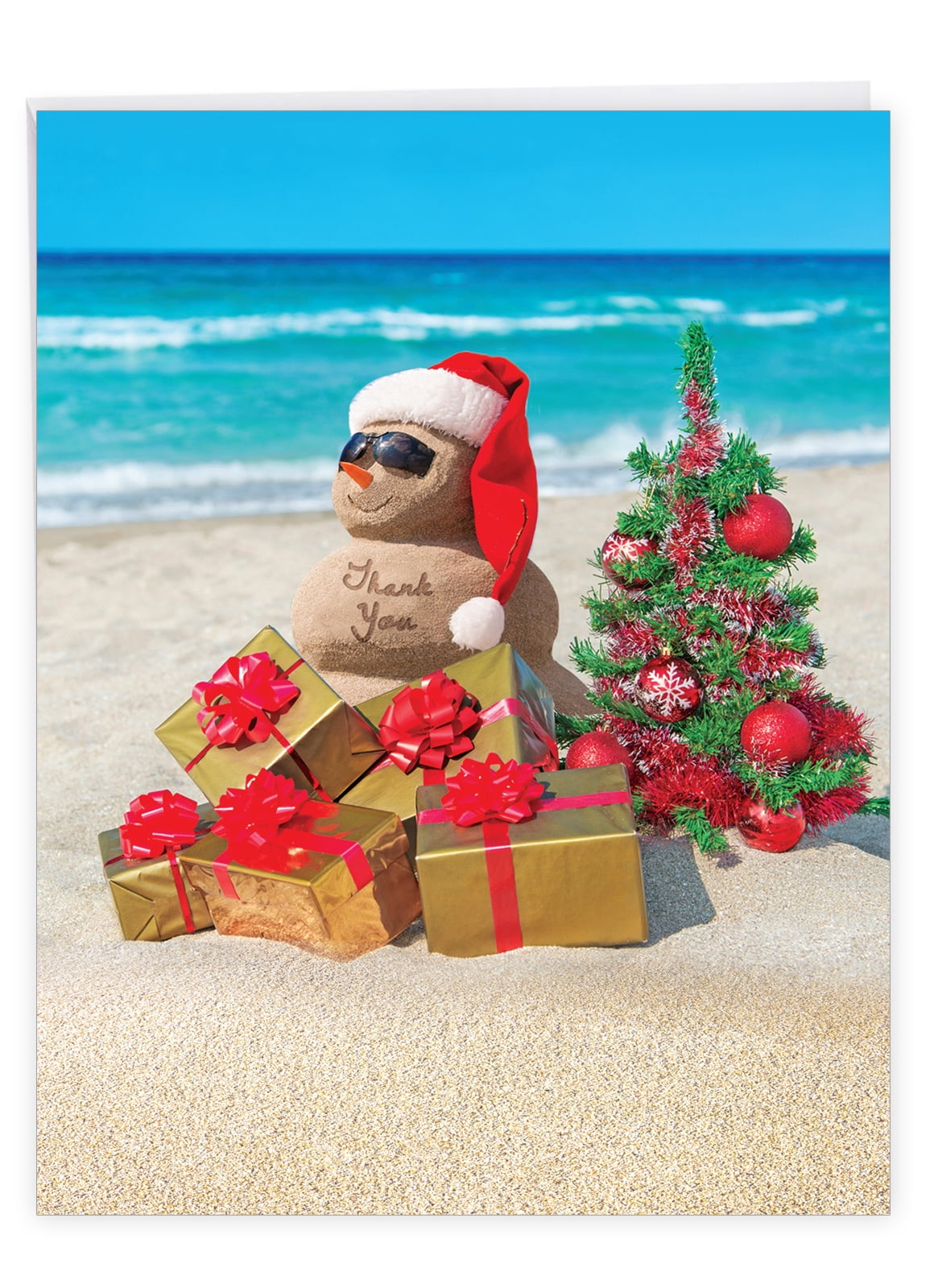 Humorous Big Thank You Card 8 5 X 11 Snow Man On The Beach 